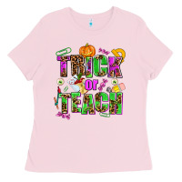 Bubblegum Pink trick or teach Ladies Tee - AdoDesignShop