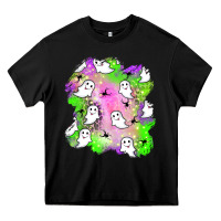 Black ghost halloween patch Heavy Core Tee - BundleAndBundleShop