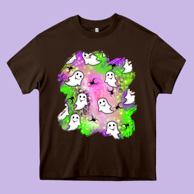 Ghost Halloween Patch Heavy Core Tee Designed By Bundleandbundleshop