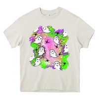 Cream ghost halloween patch Heavy Core Tee - BundleAndBundleShop