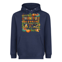 Navy thankful blessed and kind of a mess Heavyweight Hoodie - CowGirlArtShop