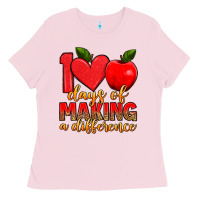 Bubblegum Pink 100 days of making a difference Ladies Tee - Artiststas