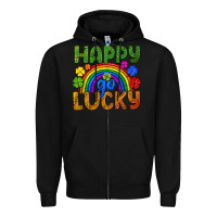 Black Happy go lucky LGBTQ+ Zipper Hoodie - NancyCooperArtShop