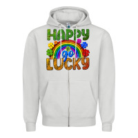 Dove Grey Happy go lucky LGBTQ+ Zipper Hoodie - NancyCooperArtShop