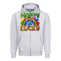 Heather Grey Happy go lucky LGBTQ+ Zipper Hoodie - NancyCooperArtShop