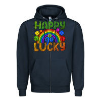Navy Happy go lucky LGBTQ+ Zipper Hoodie - NancyCooperArtShop