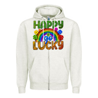 Oatmeal Heather Happy go lucky LGBTQ+ Zipper Hoodie - NancyCooperArtShop