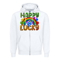 White Happy go lucky LGBTQ+ Zipper Hoodie - NancyCooperArtShop