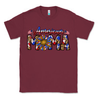 Burgundy American mama Classic Tee - CowhideDigitalArt