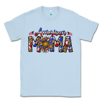 Dusty Blue American mama Classic Tee - CowhideDigitalArt