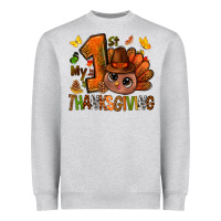 Heather Grey my first thanksgiving with turkey bbs Heavyweight Sweatshirt - BundleAndBundleShop