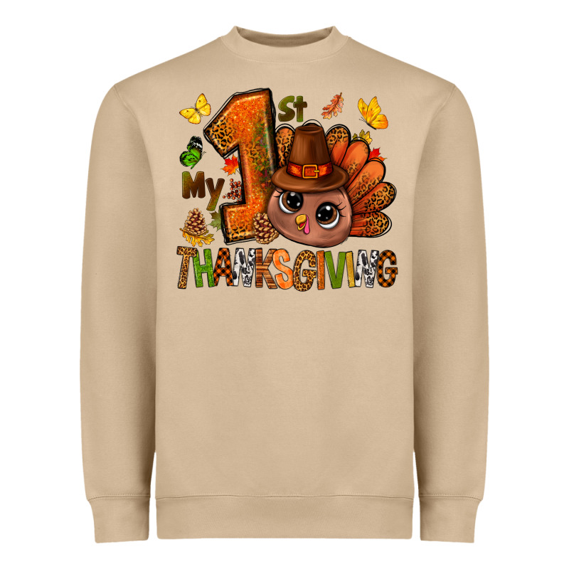 My First Thanksgiving With Turkey Bbs Heavyweight Sweatshirt by BundleAndBundleShop | Teevron