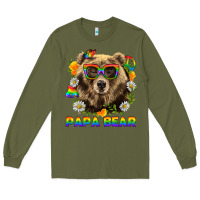 Army Green Papa Bear Pride LGBTQ+ Long Sleeve Tee - BundleAndBundleShop