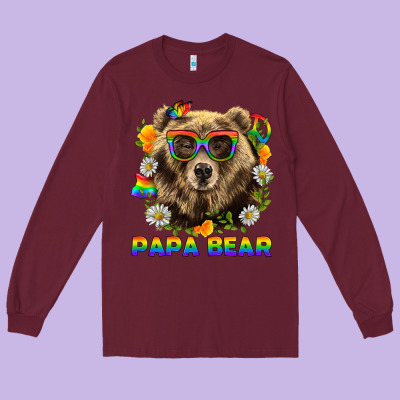 Papa Bear Pride Lgbtq+ Long Sleeve Tee Designed By Bundleandbundleshop