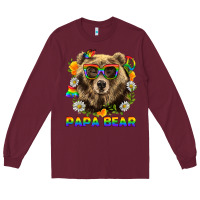 Burgundy Papa Bear Pride LGBTQ+ Long Sleeve Tee - BundleAndBundleShop