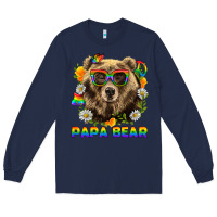 Navy Papa Bear Pride LGBTQ+ Long Sleeve Tee - BundleAndBundleShop