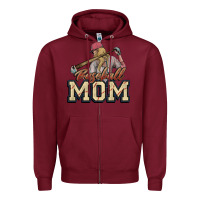 Burgundy Baseball Mom Zipper Hoodie - NancyCooperArtShop