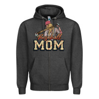 Charcoal Heather Baseball Mom Zipper Hoodie - NancyCooperArtShop
