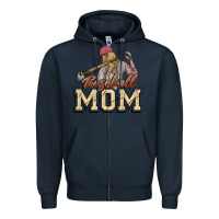 Navy Baseball Mom Zipper Hoodie - NancyCooperArtShop