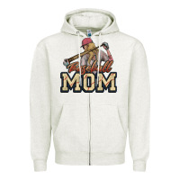 Oatmeal Heather Baseball Mom Zipper Hoodie - NancyCooperArtShop