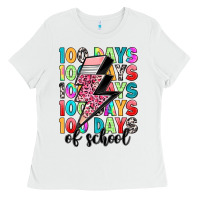 White 100 days of school Ladies Tee - Artiststas