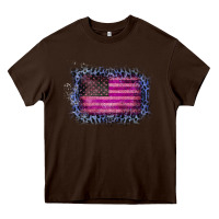 Chocolate Brown Old Leopard American Flag Heavy Core Tee - Bettercallsaul