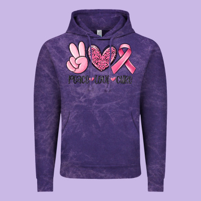 Peace Love Cure Breast Cancer Vintage Hoodie Designed By Maliassmallbusiness