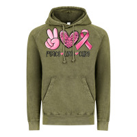 Vintage Olive peace love cure breast cancer Vintage Hoodie - MaliasSmallBusiness