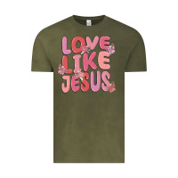 Vintage Olive love like jesus Vintage Tee - MaliasSmallBusiness