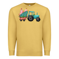 Antique Gold christmas tree tractor Premium Sweatshirt - CowGirlArtShop