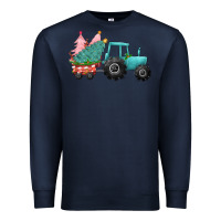 Navy christmas tree tractor Premium Sweatshirt - CowGirlArtShop