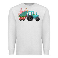Oatmeal Heather christmas tree tractor Premium Sweatshirt - CowGirlArtShop