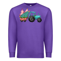 Purple christmas tree tractor Premium Sweatshirt - CowGirlArtShop