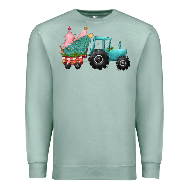 Christmas Tree Tractor Premium Sweatshirt by CowGirlArtShop | Teevron