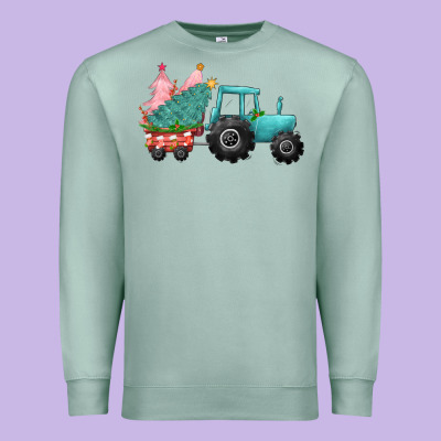 Christmas Tree Tractor Premium Sweatshirt Designed By Cowgirlartshop