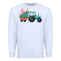 White christmas tree tractor Premium Sweatshirt - CowGirlArtShop