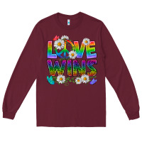 Burgundy Pride LGBTQ+ Love Wins Long Sleeve Tee - BundleAndBundleShop