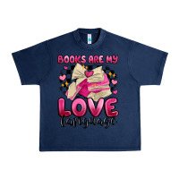 Navy books are my love language Urban Heavy Tee - MaliasSmallBusiness
