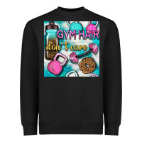 Black gym hair don't care clasp and water bottle with glitter seamless patte Heavyweight Sweatshirt - BundleAndBundleShop