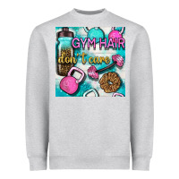 Heather Grey gym hair don't care clasp and water bottle with glitter seamless patte Heavyweight Sweatshirt - BundleAndBundleShop