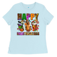 Baby Blue happy hallothanksmas Ladies Tee - AdoDesignShop