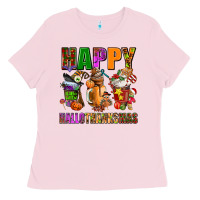 Bubblegum Pink happy hallothanksmas Ladies Tee - AdoDesignShop