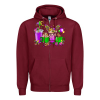 Burgundy Mardi Gras coffee cups Zipper Hoodie - NancyCooperArtShop