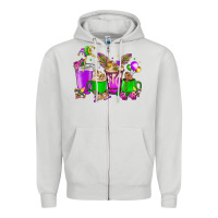 Dove Grey Mardi Gras coffee cups Zipper Hoodie - NancyCooperArtShop