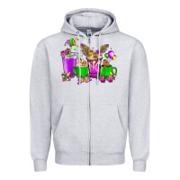 Heather Grey Mardi Gras coffee cups Zipper Hoodie - NancyCooperArtShop