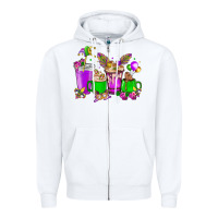White Mardi Gras coffee cups Zipper Hoodie - NancyCooperArtShop