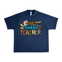 Navy One thankful Teacher Urban Heavy Tee - NancyCooperArtShop