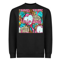 Black hair boss and hand mirror with money and leopard seamless pattern bbs Heavyweight Sweatshirt - BundleAndBundleShop