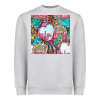Heather Grey hair boss and hand mirror with money and leopard seamless pattern bbs Heavyweight Sweatshirt - BundleAndBundleShop