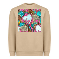 Mushroom hair boss and hand mirror with money and leopard seamless pattern bbs Heavyweight Sweatshirt - BundleAndBundleShop